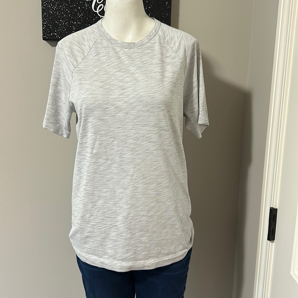 THEORY Dustyn Atmos Short Sleeve Slim Fit Gray T Shirt Mens Top Sz S